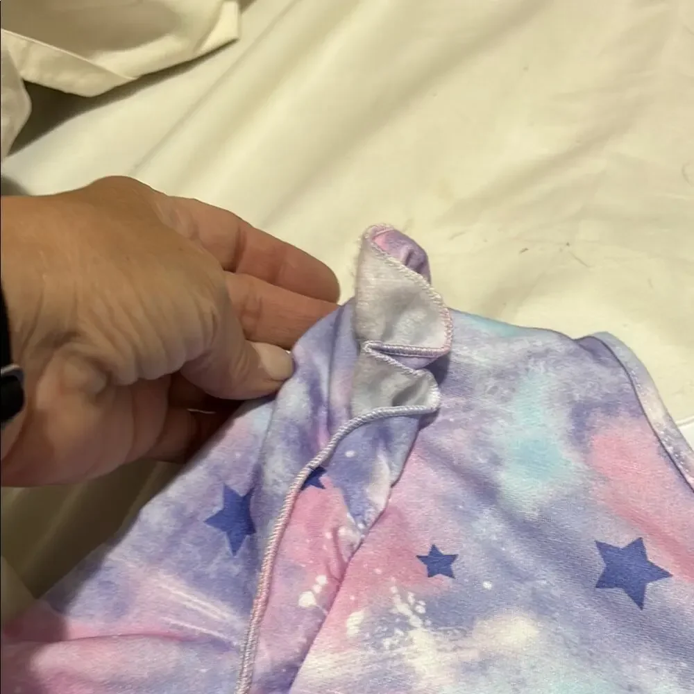 Btween 10 Pajamas loungewear pink Blue Starry Set ruffled shorts & top NWT